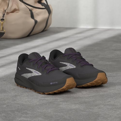 Brooks Women’s Divide 4 GTX Waterproof Trail Running Shoe - Black/Blackened Pearl/Purple - 5 Medium