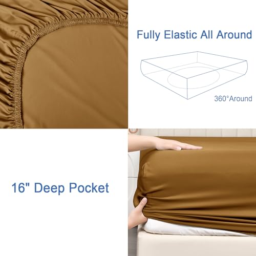 PHF 100% Rayon Derived from Bamboo Cooling Fitted Sheet King Size for Hot Sleeper, 16" Deep Pocket, 2.5cm Wider Strong Elastic Easy Fit, Breathable Silky Smooth Soft,78"x 80",White, No Pillowcases