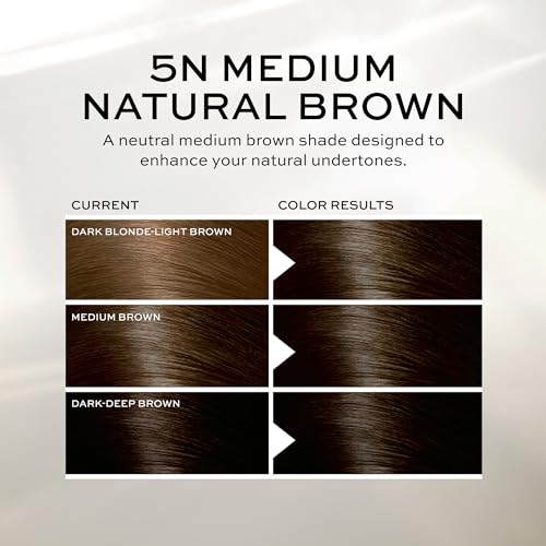 John Frieda Brown Permanent Precision Hair color, Foam Hair Kit, Brown Hair Dye, 5N Medium Natural Brown Hair Color, 1 Application