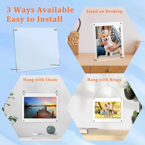 OGANAZI 4x6 Acrylic Picture Frame Clear Picture Frame Freestanding Double Sided Frame Desktop Floating Display, Frameless Transparent Desk Picture Frame