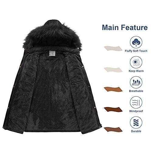 Chrisuno Long Winter Coats For Women Puffer Coat Faux Fur Womens Jackets With Hood Women's Insulated Jacket Thick Warm Parka Purple 2XL