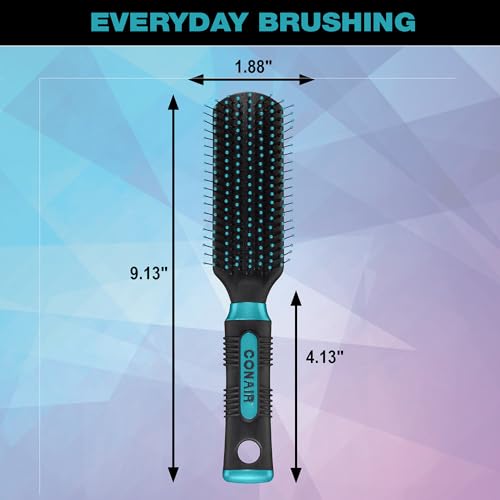 Conair Salon Results Hairbrush - Hair brush - Hairbrush for Men and Women - Detangling Hair Brush - Hairbrush for All Hair Types with Nylon Bristles