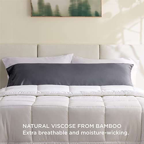 Bedsure Body Pillow Cover - Rayon Derived from Bamboo, Long Cooling Pillow Cases for Hot Sleepers, Soft & Breathable Body Pillow Pillowcase with Envelope Closure, 1 Pack, Dark Grey, 20x54 Inches