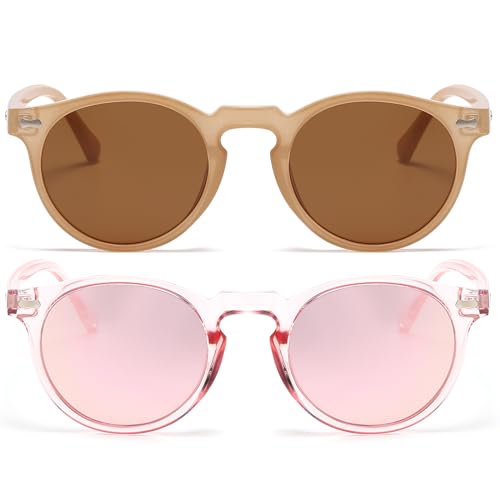 YMRFW Retro Polarized Sunglasses for Women Vintage Style Small Round Sun Glasses UV Protection