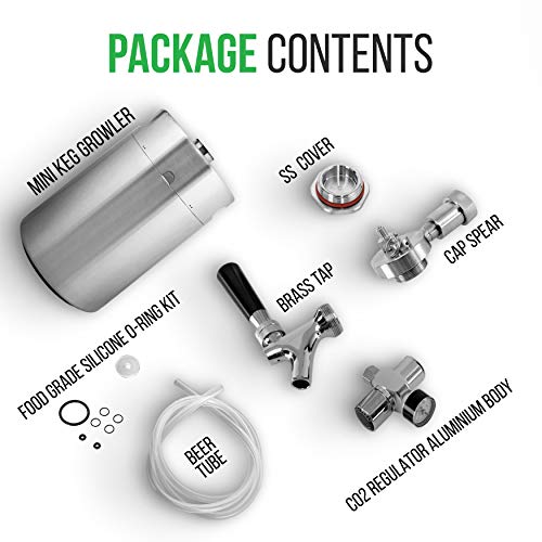 NutriChef Pressurized Growler Tap System, 128oz, Stainless Steel