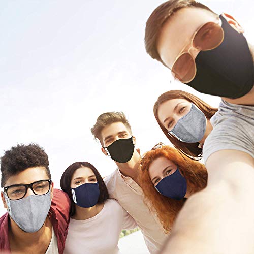 Case-Mate Safe+Mate x Cloth Face Mask - Washable & Reusable - Adult S/M - Cotton - Includes Filter - 6 Pack - Black/Navy/Gray