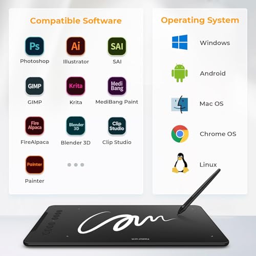 XPPen Updated Deco 01 V3 Drawing Tablet-16384 Levels of Pressure Battery-Free Stylus, 10x6 Inch OSU Graphic Tablet, 8 Hotkeys for Digital Art, Teaching, Gaming Drawing Pad for Chrome, PC, Mac, Android