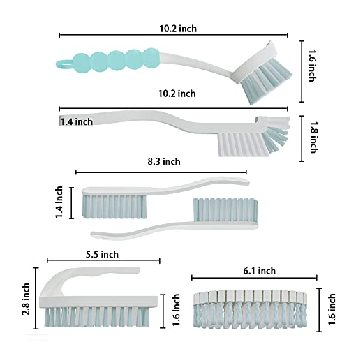 CN1ST 6 PCS Cleaning Brush, Scrub Brush Set for Kitchen and Bathroom Household Use with Various Brushes for Cleaning Dishes, Tiles, Corners and Floors Sky Blue
