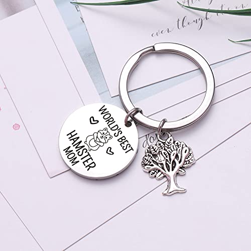 NOTHERS RSZOTW Hamster Lover Gift Hamster Mom Jewelry Animal Lover Jewelry Animal Gift World's Best Hamster Mom Keychain Pet Lover Gift Animal Keychain Hamster Charm Gift