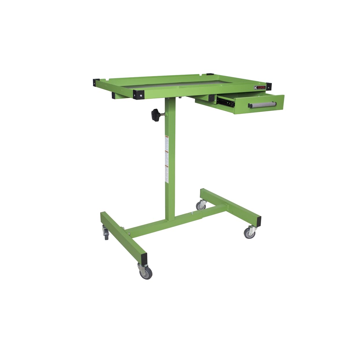 K Tool International 75108 Adjustable Tear Down Work Table with Drawer for Garages, Repair Shops, and DIY, Portable, (4) 2" Swivel Casters, 200 Pound Capacity, Rubber Corners, Heavy Duty Steel, Green