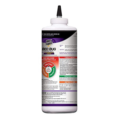 Hot Shot Bed Bug Killer Dust With Diatomaceous Earth 8 Ounces, Treatment For Bed Bugs, 6 Pack