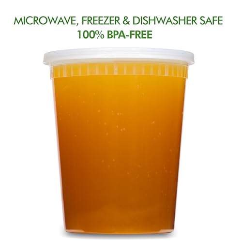 JoyServe 32 Oz Deli Food Containers with Lids - (36 Sets) Quart Size Airtight Food Storage Takeout Meal Prep Containers To Go with 36 Lids, BPA-Free, Dishwasher, Microwave Safe
