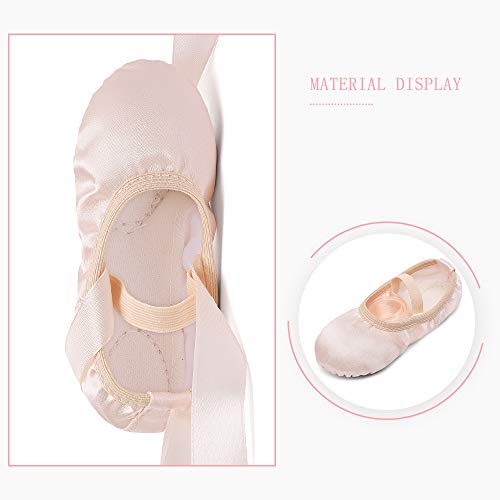 Stelle Ballet Shoes for Girls Satin/Ribbons Ballet Slippers Dance Shoes(Toddler/Little/Big Kids)(Blue,3ML)