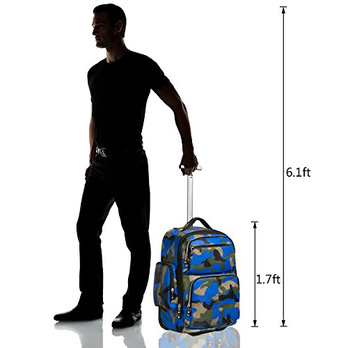 PAPITLULU 20 inches Big Storage Multifunction Travel Wheeled Rolling Backpack Business Trip Carry-on Luggage Laptop Bag, Green