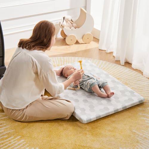 ELFXROS Waterproof Pack and Play Mattress Pad, Comfort Foam Pack N Play Mattresses Topper, Breathable Baby Playpen Mattresses, Playard Mattress for Pack and Play - Removable Washable Cover, 38"x26"x1"