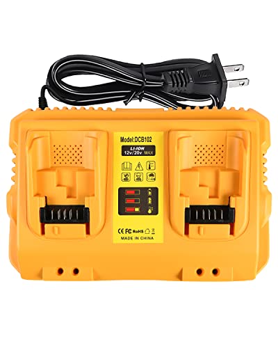 Bslite Battery Charger Station Replacement for Dewalt Battery Charger DCB102 Comaptible with Dewalt 12V/20V Max Battery(Yellow)