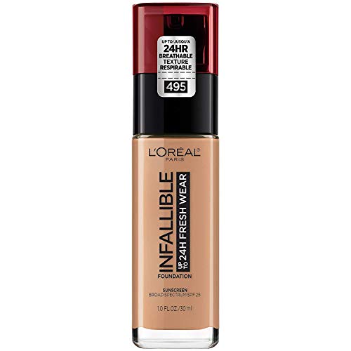 L'Oreal Paris Makeup Infallible Up to 32 Hour Fresh Wear Lightweight Foundation, 510 Hazelnut, 1 Fl Oz, Packaging May Vary