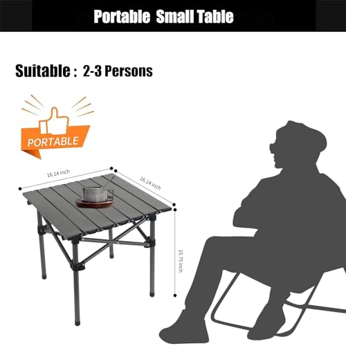Opliy Folding Camping Table,Portable Table for 1-2 Persons -Collapsible Table Lightweight with Carry Bag for Camping, Hiking, Picnics, BBQs, Beach Trips & Tailgating(16.5 inch).