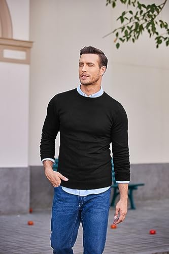 COOFANDY Men Casual Crew Neck Sweater Ribbed Knit Slim Fit Long Sleeve Pullover Top