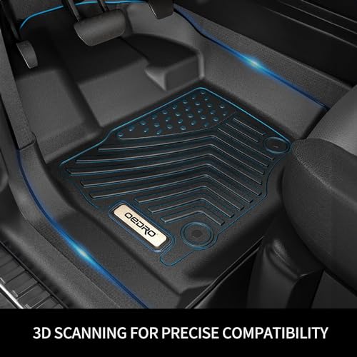OEDRO Floor Mats Fit for Ford F-250/F-350/F-450 Crew Cab 2012-2016, TPE All-Weather Custom Fit Front & 2nd Seat 2 Row Liner Set, Black