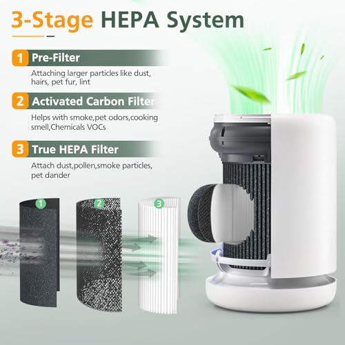 Air Mini PECO-HEPA Replacement Filters Compatible with Moleku-le Tri-Power Air Mini and Air Mini + Air Purifiers, 3-in-1 High-Efficiency True HEPA Replacement Filter, 1 Pack