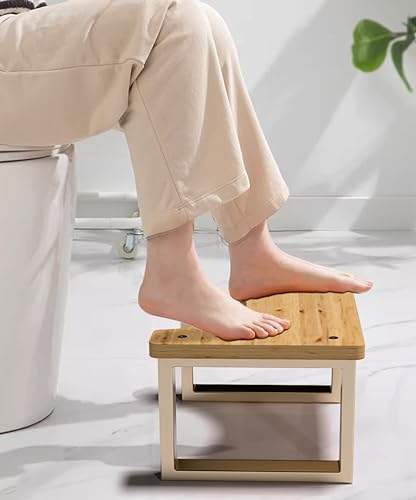 REGIS Toilet Stool for Adults, Poop Stool, Bathroom Toilet Potty Stool with Non-Slip Mat for Adults Children (Bamboo White, 7")