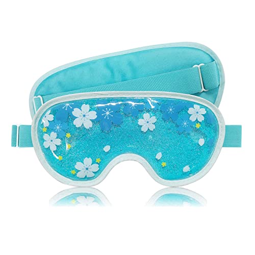 Ice Eye Mask Gel Cooling Eye Mask Reusable Cold Eye Mask for Puffy Eyes, Eye Ice Pack Eye Mask with Soft Plush Backing for Dark Circles, Migraine, Stress Relief (1PCS,Blue)