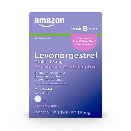 Amazon Basic Care Levonorgestrel 1.5 mg – Emergency Contraceptive Tablet, Morning After Pill, 1 Count (Compare to Plan B One-Step)