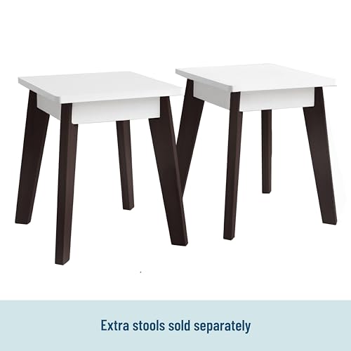 Wildkin Kids Arts and Crafts Table Set for Boys and Girls, Mid Century Modern Design Craft Table Includes Two Stools, Paper & Storage Cubbies Underneath Helps Keep Art Supplies Organized (Espresso)