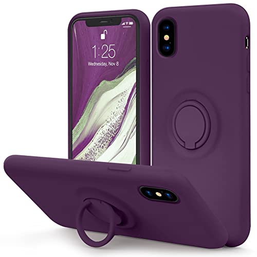 MOCCA for iPhone 11 Pro Case with Ring Kickstand | Anti-Scratch | Soft Microfiber Lining | Full-Body Shockproof Protective Silicone Case for iPhone 11 Pro 5.8inch - Purple
