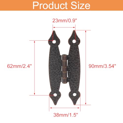 Kyuionty 6 Pack H-Shape Cabinet Hinges, Hammercraft Flush Door Hinge for Kitchen Cupboard Wardrobe (Antique Copper)