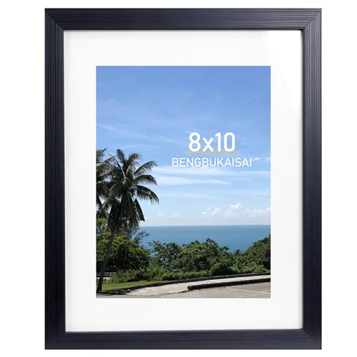 BENGBUKAISAI Black Brushed 8x10 Picture Frame, Picture Display 5x7with white cardstock or 8x10 without white cardstock, for wall display and tabletop display