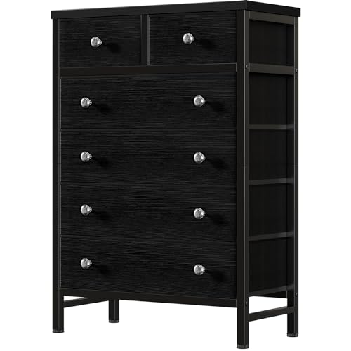 BOLUO White Chest of Drawers for Bedroom Dresser with 6 Drawer Fabric Dressers for Closet Girls Modern