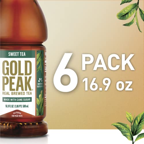 Gold Peak Sweetened Black Iced Tea Drink, 16.9 fl oz, (Pack of 6)