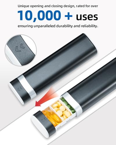 Betife Weekly Pill Organizer 7 Day, Daily Pill Box, Travel Pill Case, Cute Pill Holder, Drawer-Shaped Medicine Box to Hold Vitamins, Medicines, Supplements, Pills Organizer(Black)