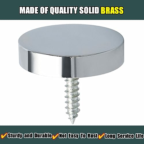 Alise Brass Screw Covers Caps,Decorative Mirror Screws Cap Nails,1 Inch Dia Upholstery Screws Head Covers,Chrome Finish ZS008-4P,Pack of 4