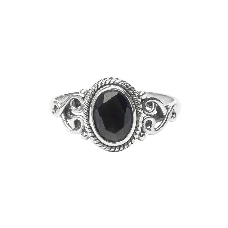 Black Tourmaline Stone Ring 925 Sterling Silver Statement Ring For Women Handmade Rings Gemstone Christmas Promise Ring Size US 6 Gift For Her
