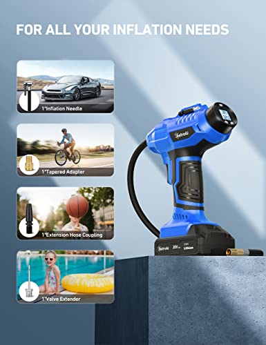 AstroAI Cordless Tire Inflator Air Compressor 20V Rechargeable Battery Powered 160PSI Portable Air Pump with 12V Car Power Adapter Digital Pressure Gauge for Cars Motorcycles JY16P160-18(C2)Blue