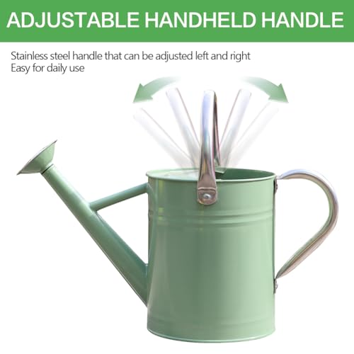 yourjoy Metal Watering Can, One Gallon Watering Cans Stainless Steel for Outdoor Indoor Garden Plants Watering (Cream Green)