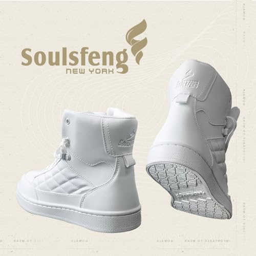 Soulsfeng Men's Women's High Top Fashion Sneakers Ankle Boots Walking Tennis Platform Leather Sneaker Red 47.5