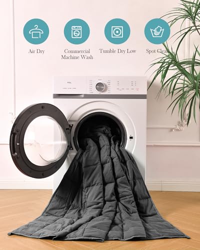 Topblan Weighted Blanket for Adults, Breathable Cooling Weighted Blanket, High Breathability Blanket 12lbs, Soft Material with Glass Beads for All Season, Sofa Bed, 48"x72" Twin Size, Black