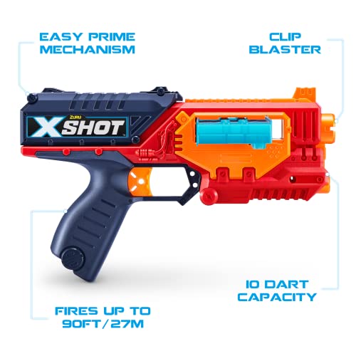 XShot Excel Quick Slide (2 Pack + 30 Darts) by ZURU, Red Foam Dart Blaster Combo Pack, Toy Blaster, Auto Sliding Clip, Toys for Kids, Teens, Adults (Red)