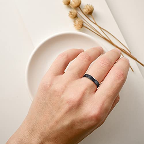 SHINYSO 6mm Mens Wedding Band Tungsten Carbide Ring Beveled Edges Brushed Black Comfort Fit Size 12