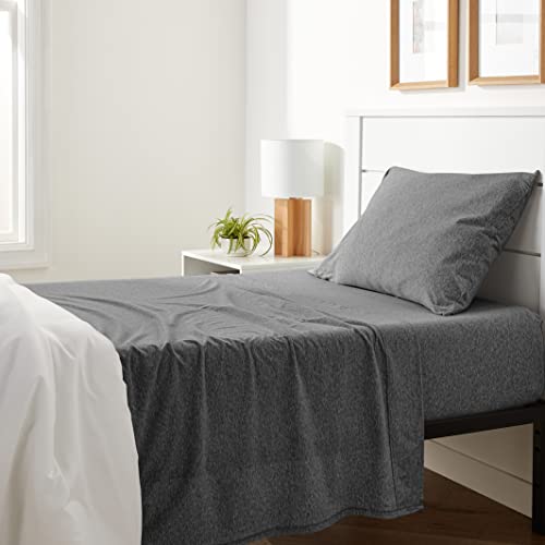 Amazon Basics 4 Piece Bed Sheet Set, 100% Cotton Jersey, Includes Super Soft, Flat and Fitted Sheets, Pillowcase, Full, Blush, Solid