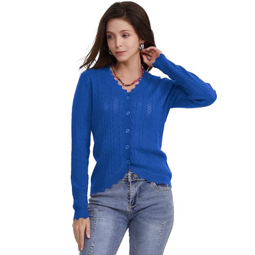 Women's Lace V Neck Hollow-Out Crochet Button Down Knit Slim Cropped Cardigan Yellow