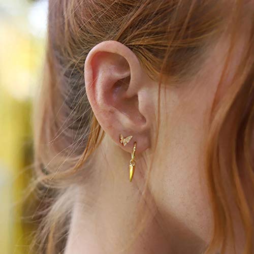 LOYATA Triangle Earrings Gold Ear Jacket Stud Open 14K Gold Plated Dainty Small Simple Hypoallergenic Geometric Jewelry Gift for Women