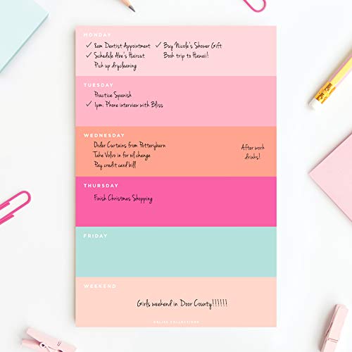 Bliss Collections Weekly Planning Pad, Desk Calendar - Pink - Undated Tear-Off Sheets Notepad - Calendar, Organizer, Scheduler for Goals, Tasks, Ideas, Notes & To-Do Lists - 8.5" x 11", 50 Sheets