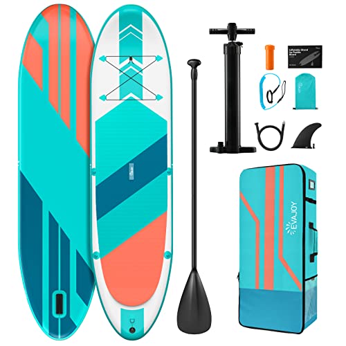 EVAJOY Inflatable Stand Up Paddle Board 11'×32"×6" Around with iSUP Accessories & Waterproof Bag, Portable Hand Pump for Racing Touring Fishing , Safety Leash, Main Fin