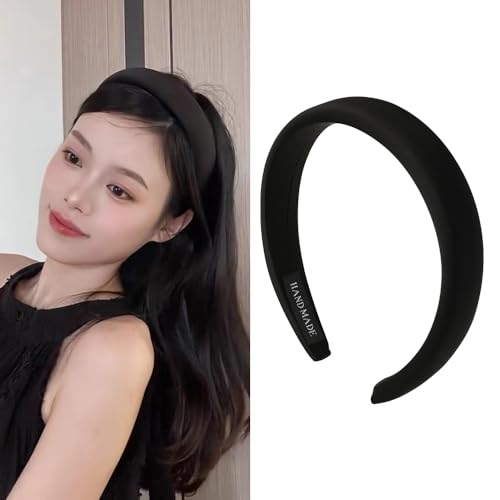 Black Velvet Headbands Hair Band for Women Solid Color Headbands for Girls Wide Thick Headbands for Women Teens Soft Sponge Headband for Washing Face Headbands for Women Girls Hair Accessories