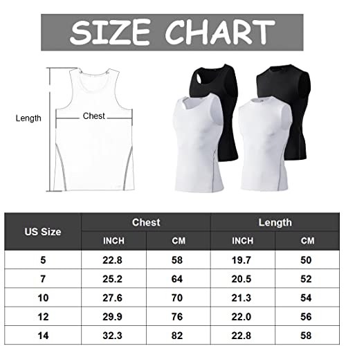 LANDUNSI 2 Pack Boys Compression Tank Top Sleeveless Shirt Kids Cooling Vest Basketball Undershirt Sports Baselayer